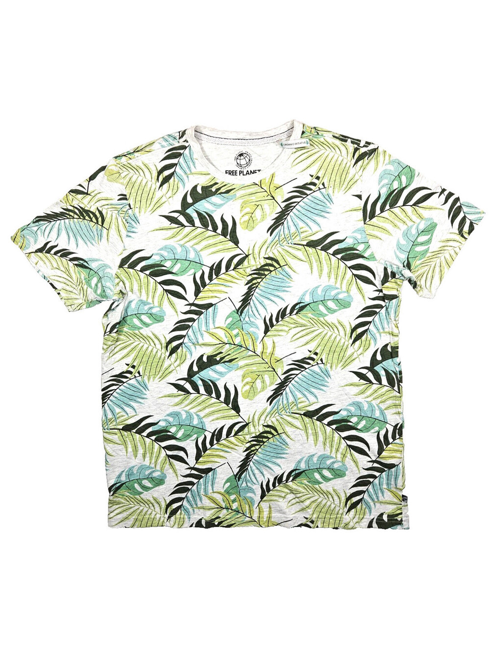 Free Planet Organic Initiative Mens Size L Tropical Palm Leaf T-Shirt